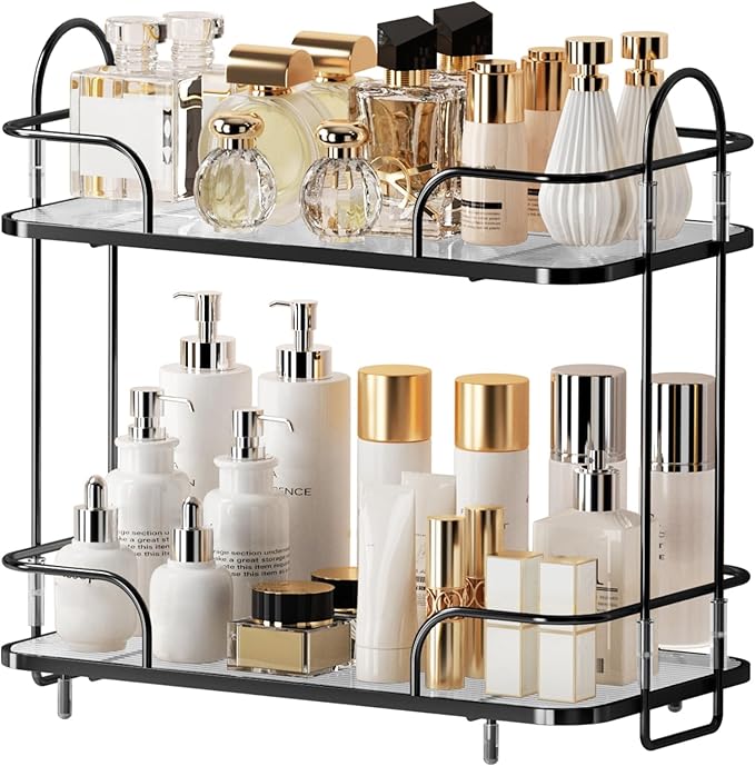 2 Tier Corner Bathroom Counter Organizer, Cosmetic Skincare Organizer, Bathroom by Seoneiro