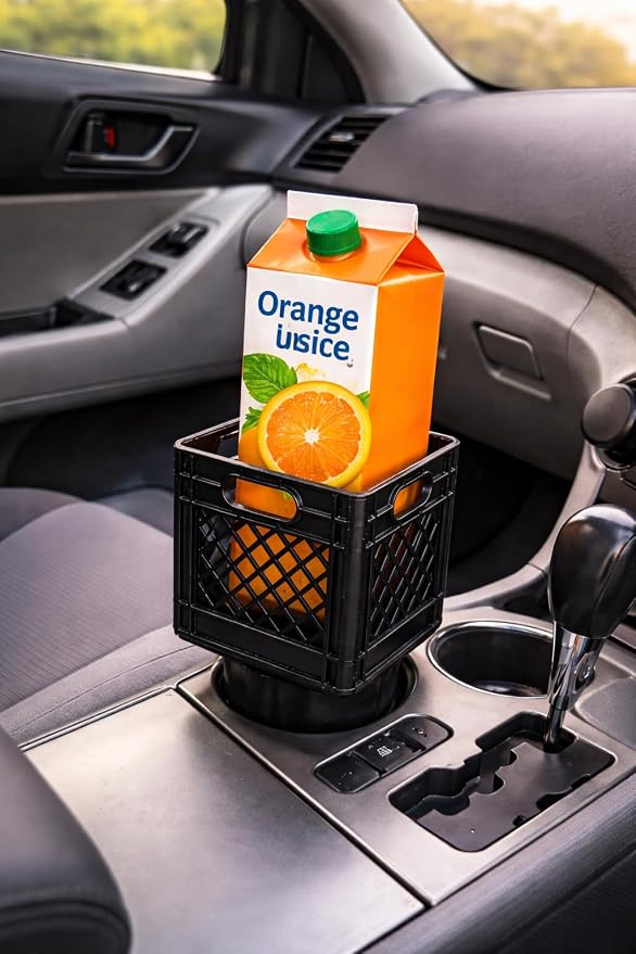 Half Gallon Car Cup Holder Expander, Classic Milk Crate Style Adapter - Image 3