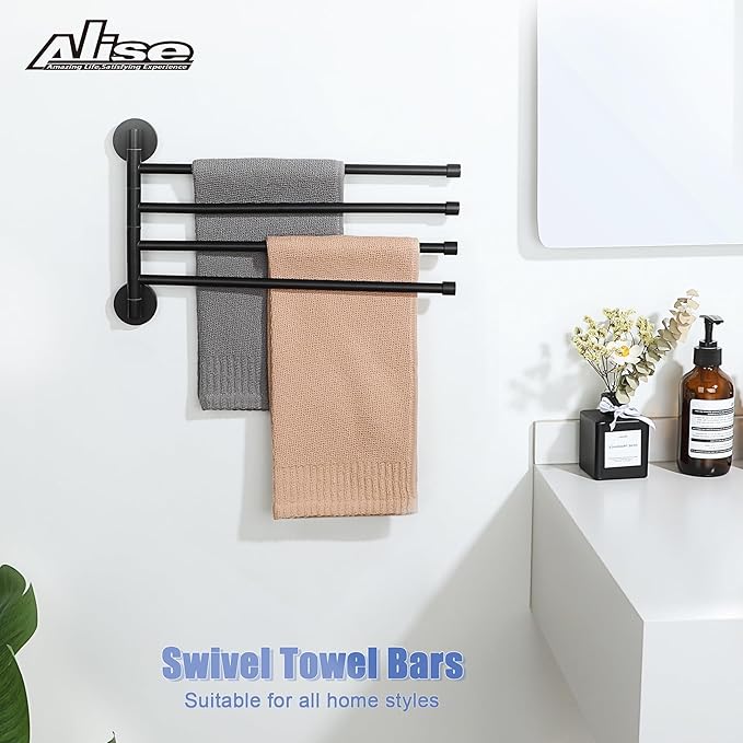 Alise Swivel Towel Rack, Folding 4 Arms Hand Towel Bars Towel Hanger - Image 2