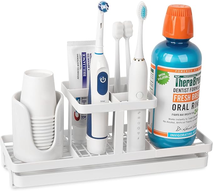 Toothbrush Holders Toothpaste Organizer Bathroom Accessories, 5 Slots, by Heagoale