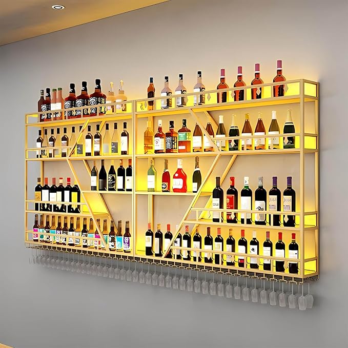 63in Large Wall Mounted Wine Rack 4 Tier Metal Wine Bottle Holder Modern by RAJYQODIS