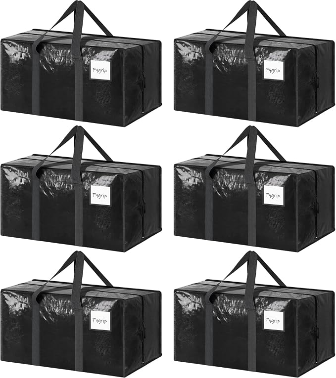 6 Pack Extra Heavy Duty Large Moving Bags by Fygrip
