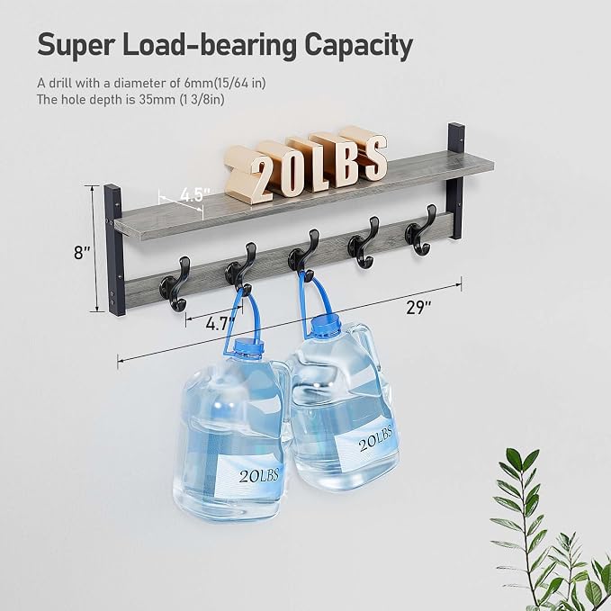 Tatub 29" Rustic Coat Rack Wall Mount - Image 6