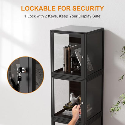 NAIZEA Display Case w/Lock, 17.7"x15.7"x15.7" LED Dustproof Show Case - Image 5
