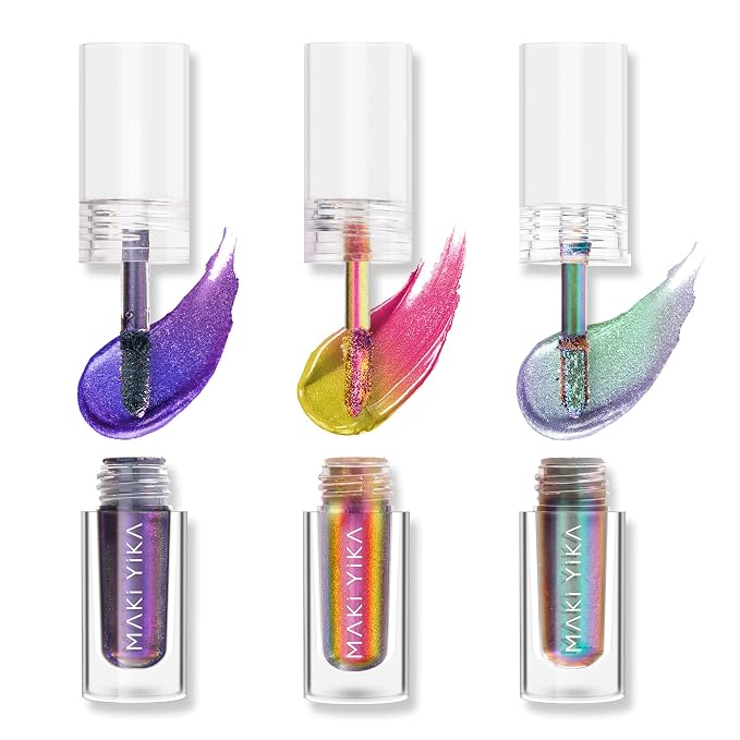 MAKI YIKA 3Pc Glitter Eyeshadow Liquid Multichrome Eyeshadows Long Lasting by MakiYikaBeauty