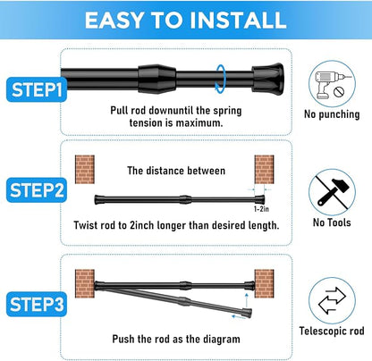 4 Pack Spring Tension Curtain Rod 17 to 28 Inch, DIY Small Curtain Rods No Drill - Image 6