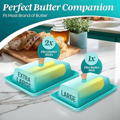 Flexzion Ceramic Blue European Butter Dish - Image 3