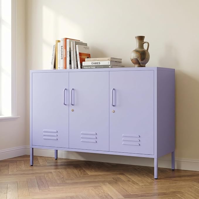 31.5 Inch Tall Lockable Lavender Purple Metal TV Storage Cabinet, Industrial by mkficje