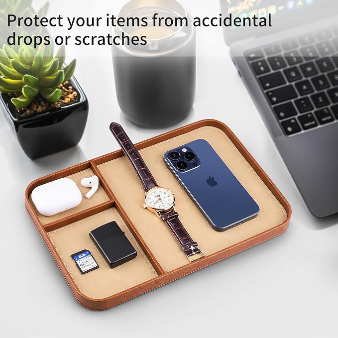 SENEN Leather Tray, Stylish and Organized Multifunctional Tray, - Image 3