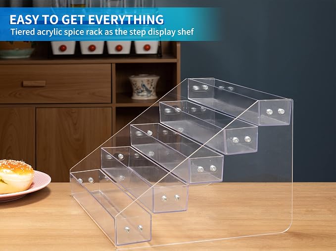 Acrylic Spice Rack, Tiered Spice Rack Shelf Seasoning Organizer - Image 2