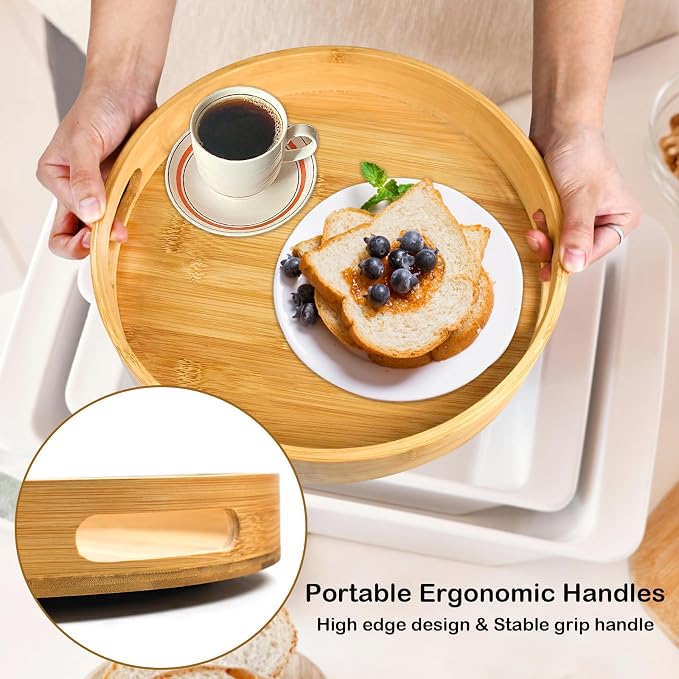 Wooden Lazy Susan Organizer for cabinet-12 Inch Bamboo Kitchen Turntable - Image 4