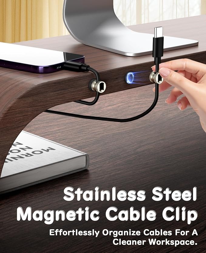 Maveek Metal Magnetic Cord Holder, Magnet Cable Clips Stainless Steel - Image 2
