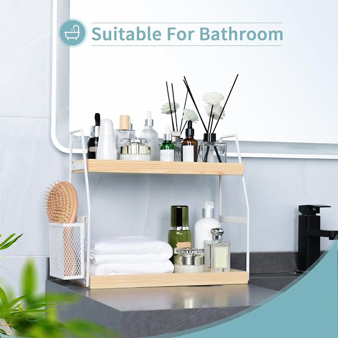 Bathroom Counter Organizer, 2-Tier Standing Storage Shelf - Image 4
