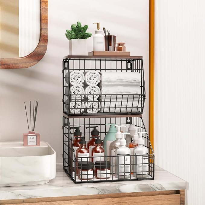 Fruit and Vegetable storage, 2 Set Wall Mounted Wire Baskets, Fruit Basket - Image 6