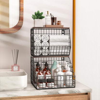 Fruit and Vegetable storage, 2 Set Wall Mounted Wire Baskets, Fruit Basket - Image 6