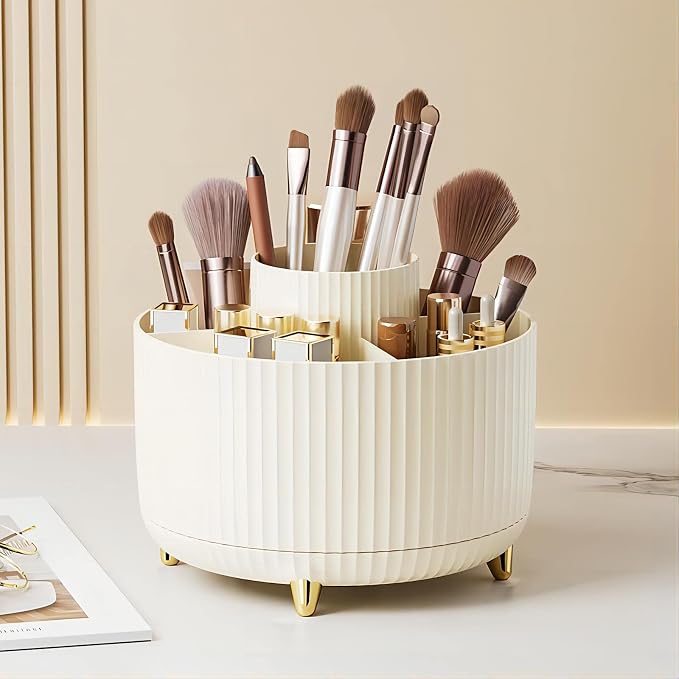 DASITON Large Capacity Makeup Brush Holder, 360° Rotating Makeup Organizer - Image 2