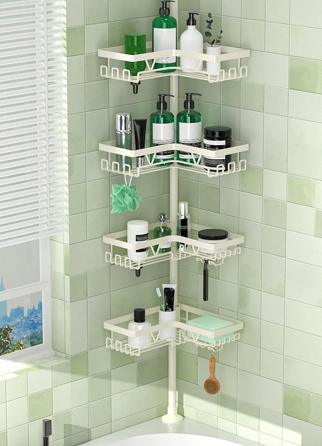 DAOYA Corner Shower Caddy Tension Pole, 4-Tier Adjustable Corner Shower Caddy by DAOYA
