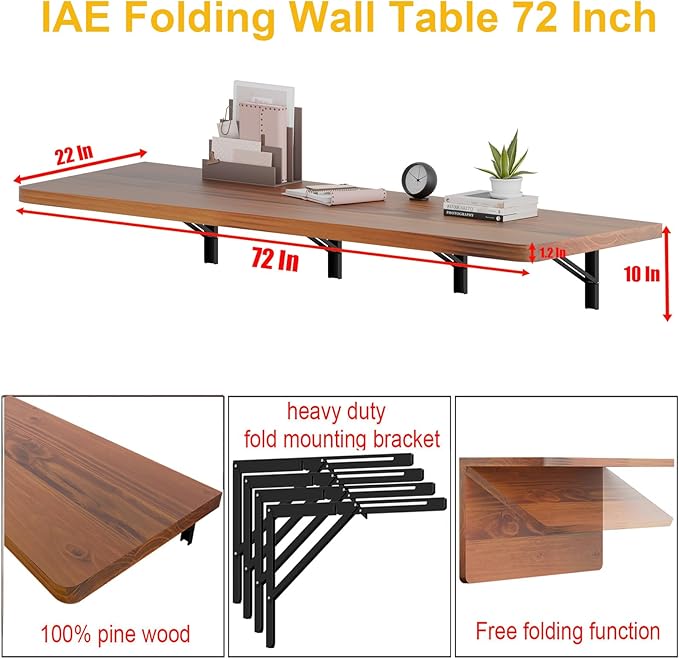 IAE Floating Wall Mounted Folding Table Desk - Image 3