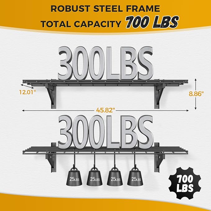 Jusgym 2-Pack Wall Mounted Garage Shelves, 1x4 ft Heavy Duty Garage Storage - Image 2