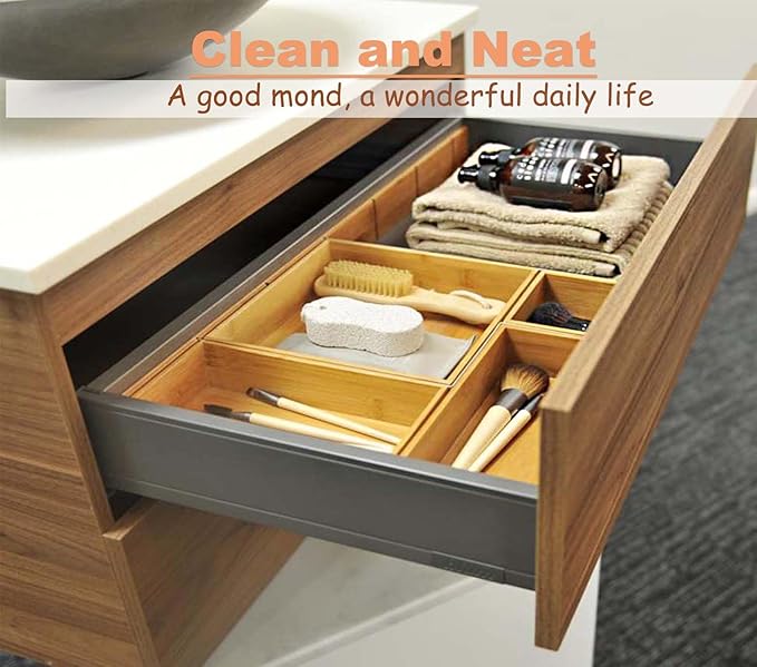 Bamboo Organizer Storage Boxes for Tabletop Bathroom Dresser Organizer Small - Image 5