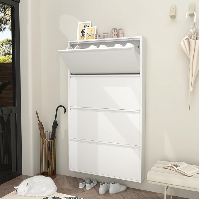 GREATMEET Shoe Rack for Closet, 6 Inch Slim Wall Mounted Shoe Cabinet, Narrow - Image 6