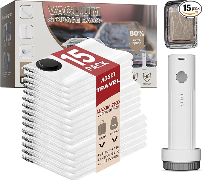 Vacuum Seal Bags with Rechargeable Pump by AOSKI