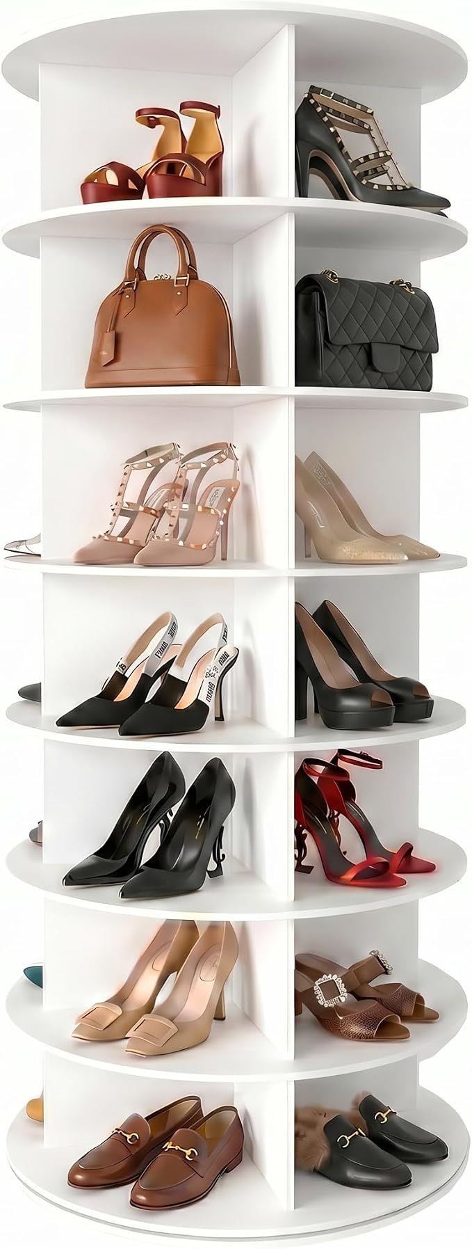 Upgraded 7 Tier Rotating Shoe Rack Tower | 360° Round Spinning Shoe Carousel by Unknown