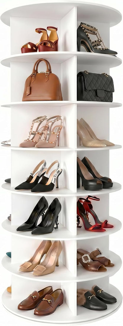 Upgraded 7 Tier Rotating Shoe Rack Tower | 360° Round Spinning Shoe Carousel by Unknown