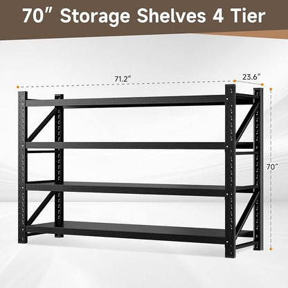 5000LBS Metal Garage Shelving Unit 71" W Storage Shelves Heavy Duty 4 Tier - Image 2