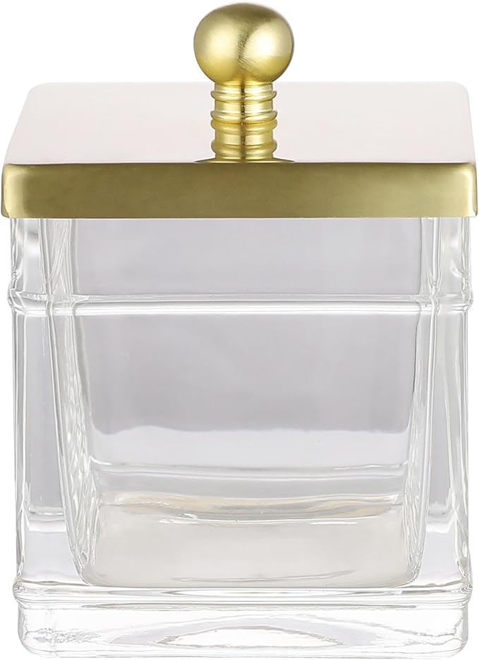 Clear Transparent Hotel Style Apothecary Tempered Glass Canister Jar W/ Gold by IndecorHome
