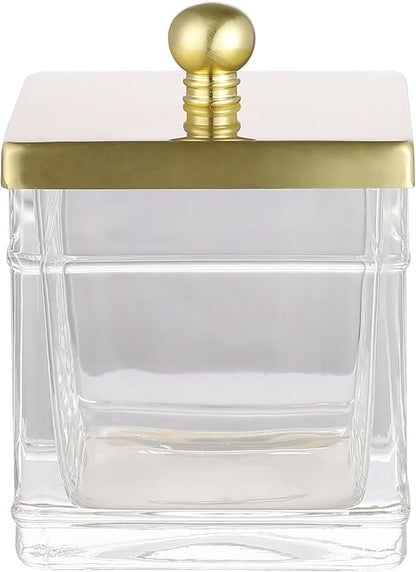 Clear Transparent Hotel Style Apothecary Tempered Glass Canister Jar W/ Gold by IndecorHome