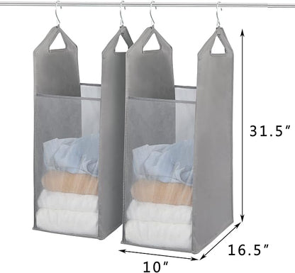 STORAGE MANIAC 2-Pack Hanging Laundry Hamper, Front See-Through Mesh Bag - Image 4