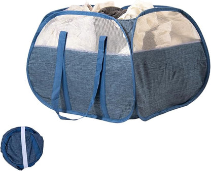 Collapsible Laundry Basket, 90L Tear Proof Mesh Pop-up Hamper | Foldable by HEDONLEE