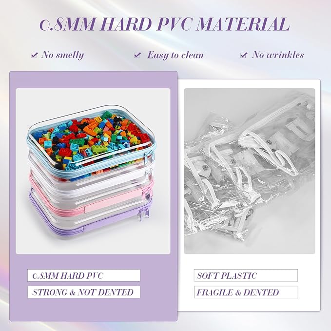 Hoolerry 4 Pcs Hard Clear Zipper Case Makeup Bags Plastic Pencil Pouch - Image 4