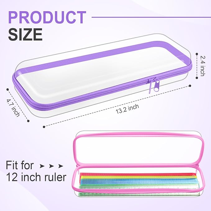 Hoolerry 4 Pcs Hard Clear Zipper Case Makeup Bags Plastic Pencil Pouch - Image 2