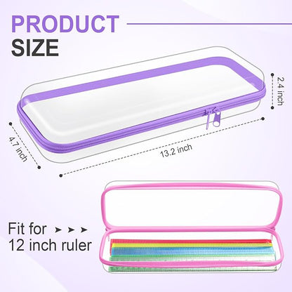 Hoolerry 4 Pcs Hard Clear Zipper Case Makeup Bags Plastic Pencil Pouch - Image 2