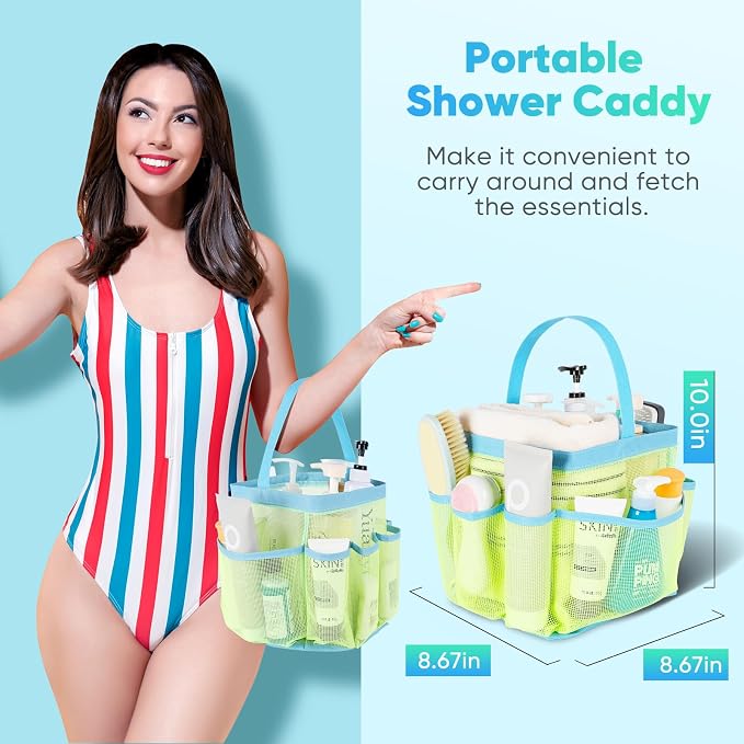 EUDELE Mesh Shower Caddy Portable, 8-Pocket Large Capacity, Quick Dry, Easy - Image 4