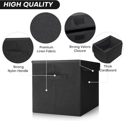 Large 22 Quart Linen Fabric Foldable Storage Bin Cube Organizer Basket - Image 3