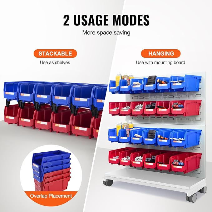 VEVOR Plastic Stackable Storage Bins 12 Pack, Hanging Storage Organizer Bins - Image 3
