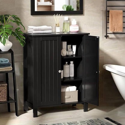 Bonnlo Free Standing Bathroom Cabinet, Modern Black Storage Cabinet - Image 5
