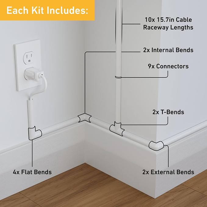 D-Line Half Round Cord Hider, Patented Cable Cover, Hide TV Wall Mount Wires - Image 2