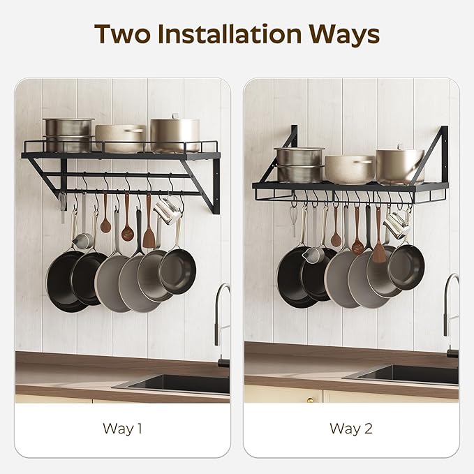 Wall Mounted Pot Rack, 23.8 Inch Pot and Pan Organizer - Image 5