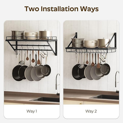 Wall Mounted Pot Rack, 23.8 Inch Pot and Pan Organizer - Image 5