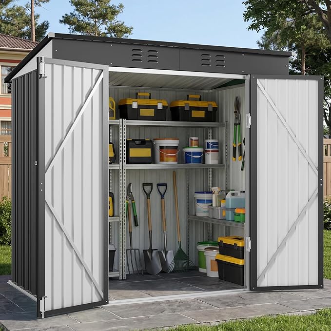 Gizoon 8' x 6' Outdoor Storage Shed, Lockable Doors and Ventilation by Gizoon