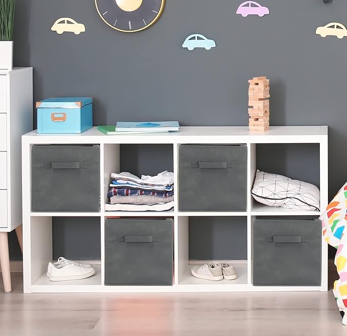 Simple Houseware Foldable Cube Storage Bins, 11-Inch Dark Gray - Image 4