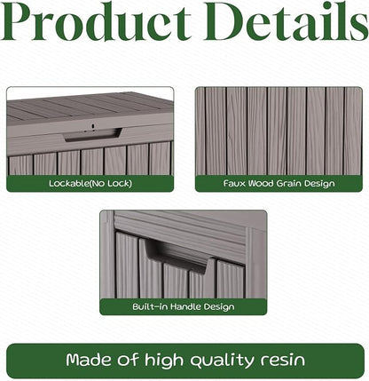 PatioZen 50 Gallon Deck Box Outdoor, Weatherproof Resin Patio Storage Box - Image 5
