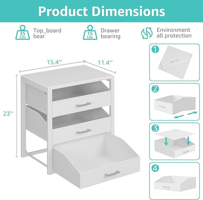 BOLUO Closet Drawers White Fabric 3 Drawer Small Dresser - Image 2
