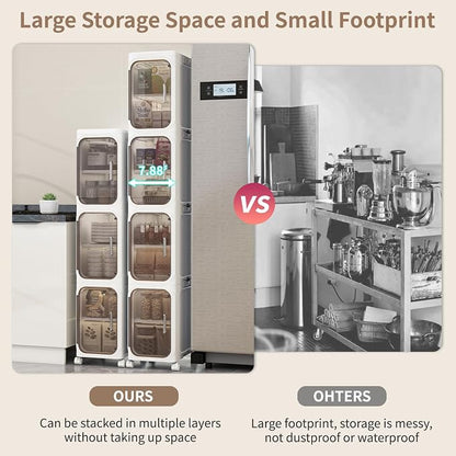 2 Tier Slim Bathroom Storage Cabinet, Foldable and Movable, ABS and PET - Image 7