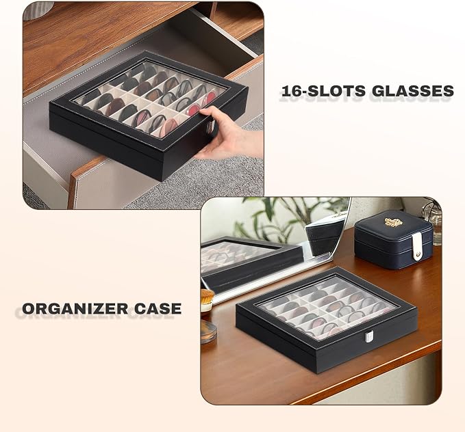 Sunglasses Organizer Case with Adjustable Slots, Eyeglasses Display with Lid - Image 7