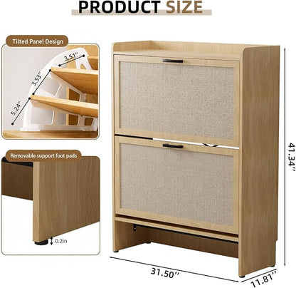 Shoe Storage Cabinet for Entryway, 2 Flip Drawers - Image 2